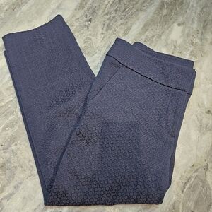LOFT Marisa Fit Navy Textured Jacquard Ankle Pants Women’s Size 6